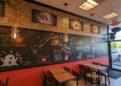 Big Red Halal storefront and dining area